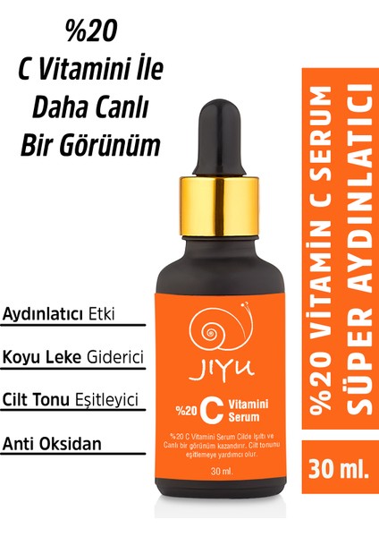 C Vitamini Aydınlatıcı ve Ton Eşitleyici Cilt Bakım Serumu 30 ml. (%20 Ascorbic Acid, Niacinamide, Hyaluronic Acid)