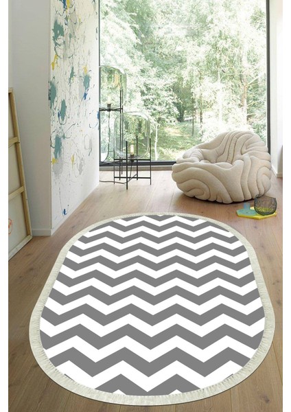 Dijital Baskılı Kaymaz Taban Yıkanabilir Oval Salon Halısı Mutfak Halısı Yolluk VHO-HS-541