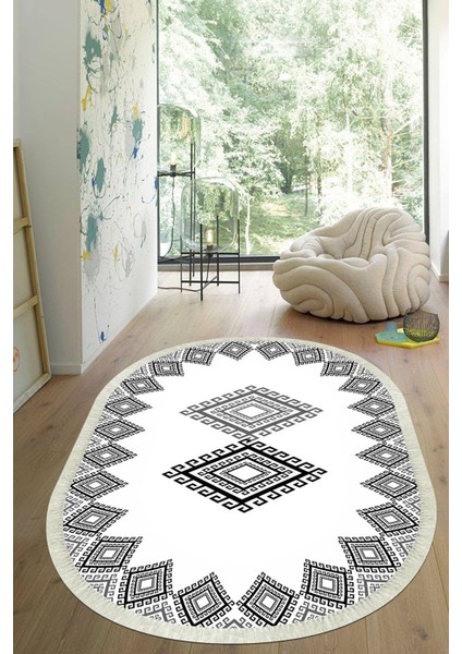 Dijital Baskılı Kaymaz Taban Yıkanabilir Oval Salon Halısı Mutfak Halısı Yolluk VHO-HS-503