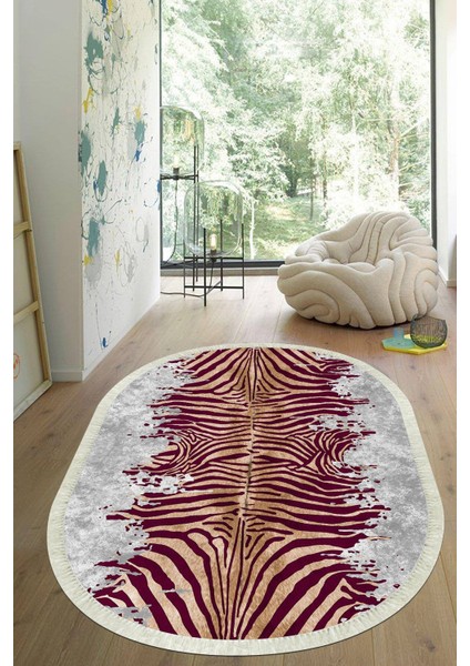 Dijital Baskılı Kaymaz Taban Yıkanabilir Oval Salon Halısı Mutfak Halısı Yolluk VHO-HT-1117