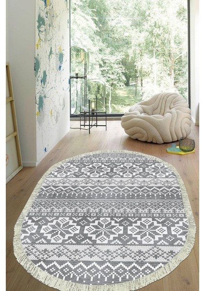 Dijital Baskılı Kaymaz Taban Yıkanabilir Oval Salon Halısı Mutfak Halısı Yolluk VHO-HT-988