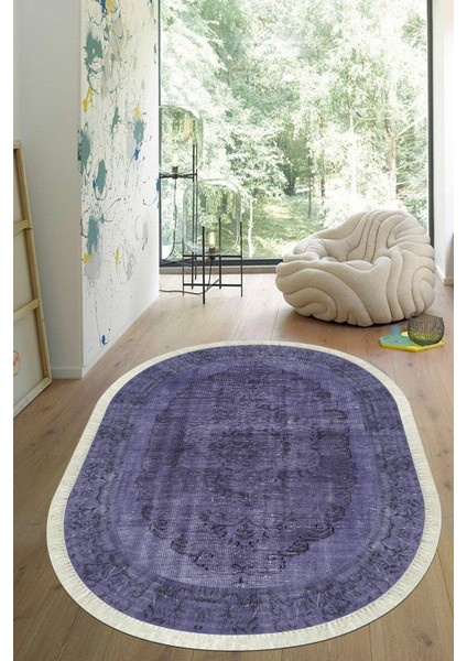 Dijital Baskılı Kaymaz Taban Yıkanabilir Oval Salon Halısı Mutfak Halısı Yolluk VHO-HT-148