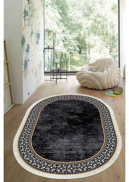 Dijital Baskılı Kaymaz Taban Yıkanabilir Oval Salon Halısı Mutfak Halısı Yolluk VHO-HT-1481