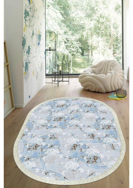 Dijital Baskılı Kaymaz Taban Yıkanabilir Oval Salon Halısı Mutfak Halısı Yolluk VHO-HT-253