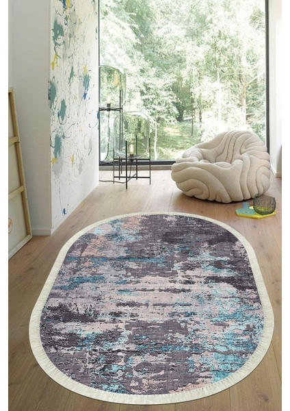 Dijital Baskılı Kaymaz Taban Yıkanabilir Oval Salon Halısı Mutfak Halısı Yolluk VHO-HT-334