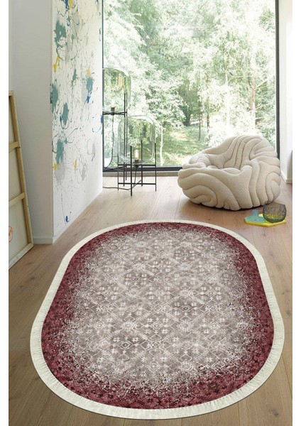 Dijital Baskılı Kaymaz Taban Yıkanabilir Oval Salon Halısı Mutfak Halısı Yolluk VHO-HT-247