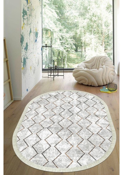 Dijital Baskılı Kaymaz Taban Yıkanabilir Oval Salon Halısı Mutfak Halısı Yolluk VHO-HT-388