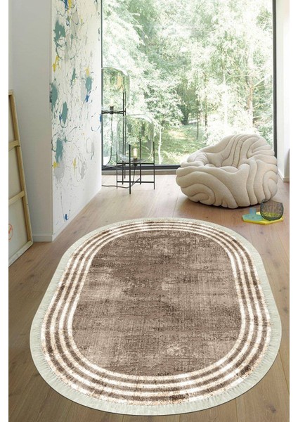Dijital Baskılı Kaymaz Taban Yıkanabilir Oval Salon Halısı Mutfak Halısı Yolluk VHO-HT-487