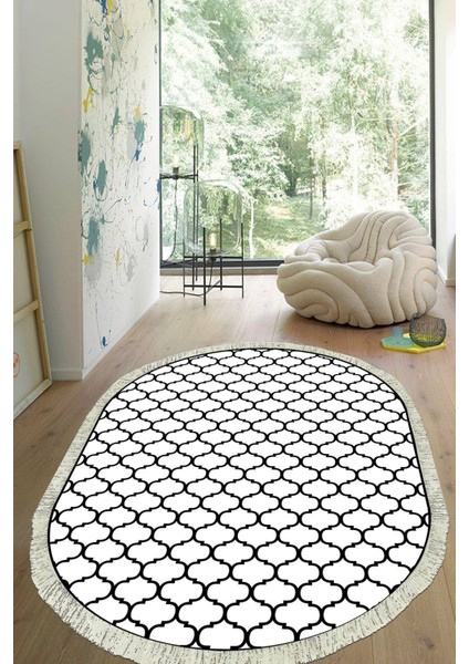 Dijital Baskılı Kaymaz Taban Yıkanabilir Oval Salon Halısı Mutfak Halısı Yolluk VHO-HT-545