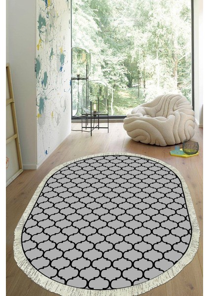Dijital Baskılı Kaymaz Taban Yıkanabilir Oval Salon Halısı Mutfak Halısı Yolluk VHO-HT-548
