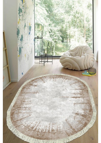 Dijital Baskılı Kaymaz Taban Yıkanabilir Oval Salon Halısı Mutfak Halısı Yolluk VHO-HT-494