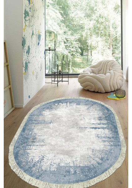 Dijital Baskılı Kaymaz Taban Yıkanabilir Oval Salon Halısı Mutfak Halısı Yolluk VHO-HT-495