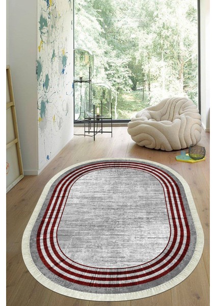 Dijital Baskılı Kaymaz Taban Yıkanabilir Oval Salon Halısı Mutfak Halısı Yolluk VHO-HT-665