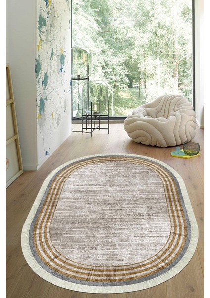 Dijital Baskılı Kaymaz Taban Yıkanabilir Oval Salon Halısı Mutfak Halısı Yolluk VHO-HT-662
