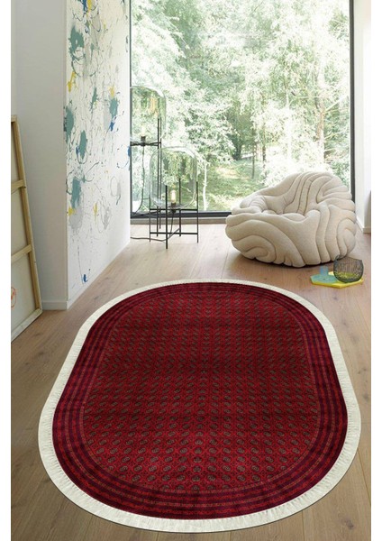 Dijital Baskılı Kaymaz Taban Yıkanabilir Oval Salon Halısı Mutfak Halısı Yolluk VHO-HT-645