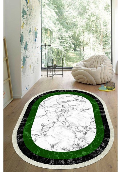 Dijital Baskılı Kaymaz Taban Yıkanabilir Oval Salon Halısı Mutfak Halısı Yolluk VHO-HT-806