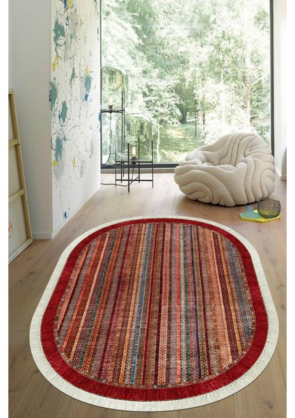 Dijital Baskılı Kaymaz Taban Yıkanabilir Oval Salon Halısı Mutfak Halısı Yolluk VHO-HT-647
