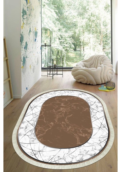 Dijital Baskılı Kaymaz Taban Yıkanabilir Oval Salon Halısı Mutfak Halısı Yolluk VHO-HT-657