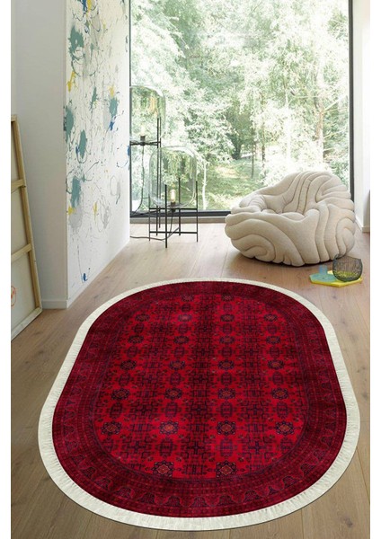 Dijital Baskılı Kaymaz Taban Yıkanabilir Oval Salon Halısı Mutfak Halısı Yolluk VHO-HT-651