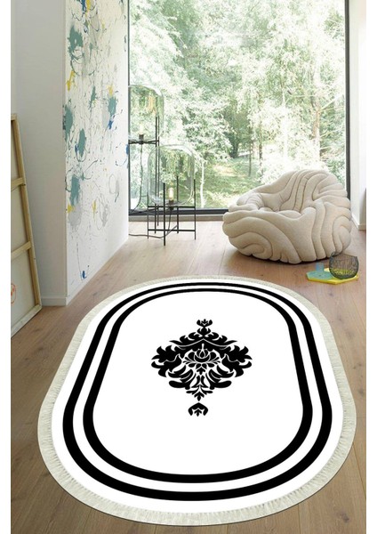 Dijital Baskılı Kaymaz Taban Yıkanabilir Oval Salon Halısı Mutfak Halısı Yolluk VHO-HT-815