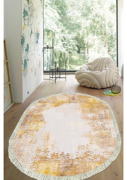 Dijital Baskılı Kaymaz Taban Yıkanabilir Oval Salon Halısı Mutfak Halısı Yolluk VHO-HT-984