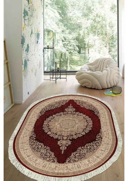 Dijital Baskılı Kaymaz Taban Yıkanabilir Oval Salon Halısı Mutfak Halısı Yolluk VHO-HT-997