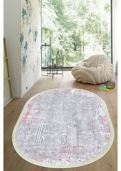 Dijital Baskılı Kaymaz Taban Yıkanabilir Oval Salon Halısı Mutfak Halısı Yolluk VHO-HT-113