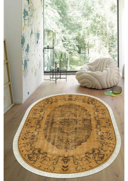 Dijital Baskılı Kaymaz Taban Yıkanabilir Oval Salon Halısı Mutfak Halısı Yolluk VHO-HT-149