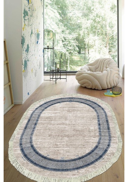 Dijital Baskılı Kaymaz Taban Yıkanabilir Oval Salon Halısı Mutfak Halısı Yolluk VHO-HT-669