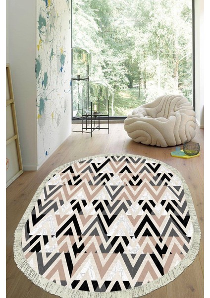 Dijital Baskılı Kaymaz Taban Yıkanabilir Oval Salon Halısı Mutfak Halısı Yolluk VHO-HT-779