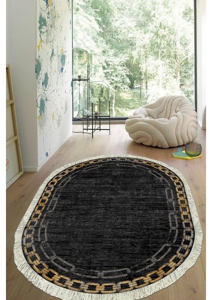 Dijital Baskılı Kaymaz Taban Yıkanabilir Oval Salon Halısı Mutfak Halısı Yolluk VHO-HT-901