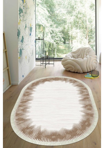 Dijital Baskılı Kaymaz Taban Yıkanabilir Oval Salon Halısı Mutfak Halısı Yolluk VHO-HY-1183
