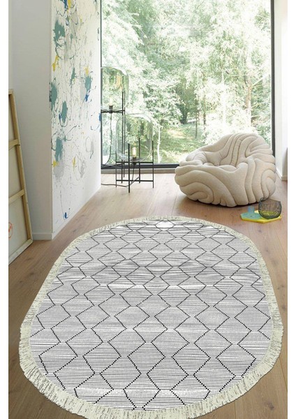 Dijital Baskılı Kaymaz Taban Yıkanabilir Oval Salon Halısı Mutfak Halısı Yolluk VHO-HY-1050