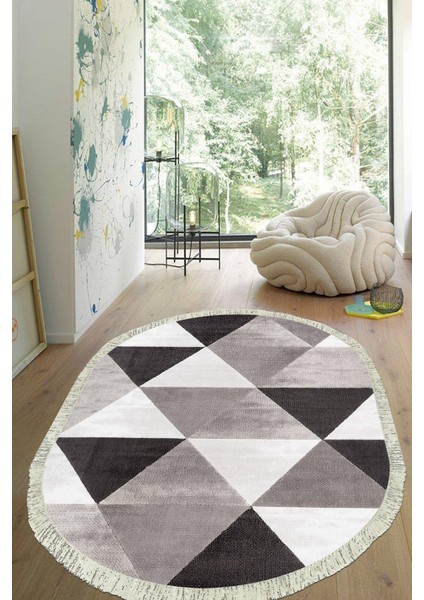 Dijital Baskılı Kaymaz Taban Yıkanabilir Oval Salon Halısı Mutfak Halısı Yolluk VHO-HY-1194