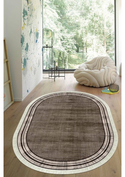 Dijital Baskılı Kaymaz Taban Yıkanabilir Oval Salon Halısı Mutfak Halısı Yolluk VHO-HY-1244