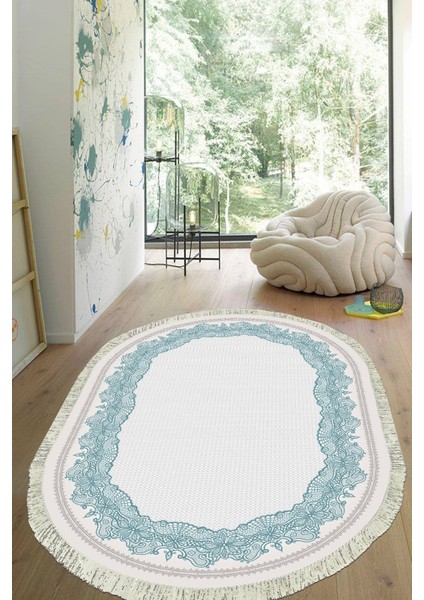 Dijital Baskılı Kaymaz Taban Yıkanabilir Oval Salon Halısı Mutfak Halısı Yolluk VHO-HY-898