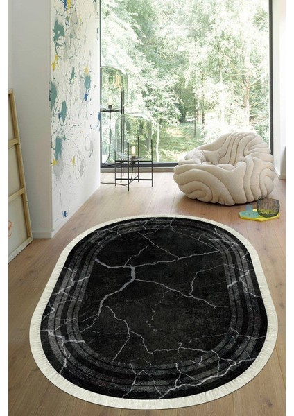 Dijital Baskılı Kaymaz Taban Yıkanabilir Oval Salon Halısı Mutfak Halısı Yolluk VHO-HY-1336