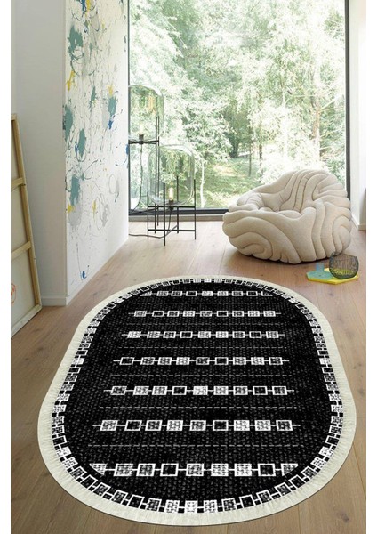 Dijital Baskılı Kaymaz Taban Yıkanabilir Oval Salon Halısı Mutfak Halısı Yolluk VHO-SD-1013