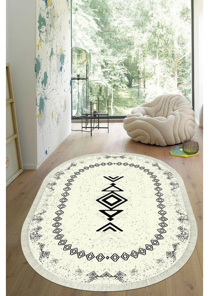 Dijital Baskılı Kaymaz Taban Yıkanabilir Oval Salon Halısı Mutfak Halısı Yolluk VHO-SD-1048