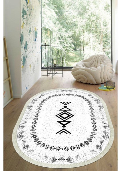 Dijital Baskılı Kaymaz Taban Yıkanabilir Oval Salon Halısı Mutfak Halısı Yolluk VHO-SD-1049