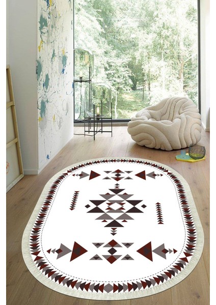 Dijital Baskılı Kaymaz Taban Yıkanabilir Oval Salon Halısı Mutfak Halısı Yolluk VHO-SD-1062