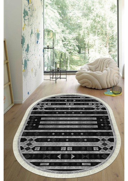 Dijital Baskılı Kaymaz Taban Yıkanabilir Oval Salon Halısı Mutfak Halısı Yolluk VHO-SD-1117