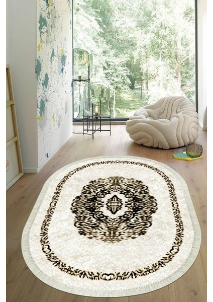 Dijital Baskılı Kaymaz Taban Yıkanabilir Oval Salon Halısı Mutfak Halısı Yolluk VHO-SD-634