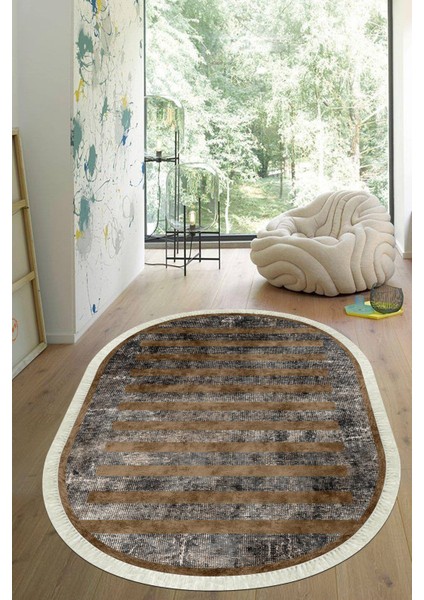 Dijital Baskılı Kaymaz Taban Yıkanabilir Oval Salon Halısı Mutfak Halısı Yolluk VHO-SD-248