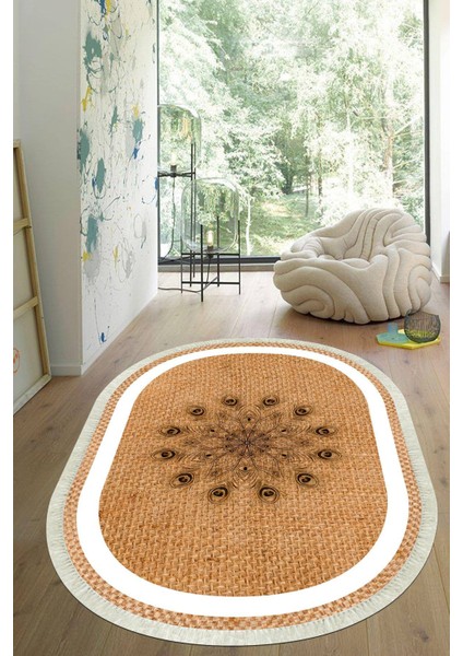 Dijital Baskılı Kaymaz Taban Yıkanabilir Oval Salon Halısı Mutfak Halısı Yolluk VHO-SD-339