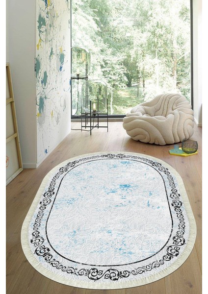 Dijital Baskılı Kaymaz Taban Yıkanabilir Oval Salon Halısı Mutfak Halısı Yolluk VHO-SD-310