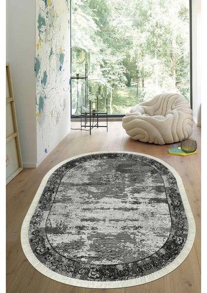 Dijital Baskılı Kaymaz Taban Yıkanabilir Oval Salon Halısı Mutfak Halısı Yolluk VHO-SD-309
