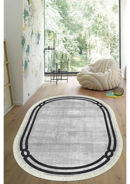 Dijital Baskılı Kaymaz Taban Yıkanabilir Oval Salon Halısı Mutfak Halısı Yolluk VHO-SD-405