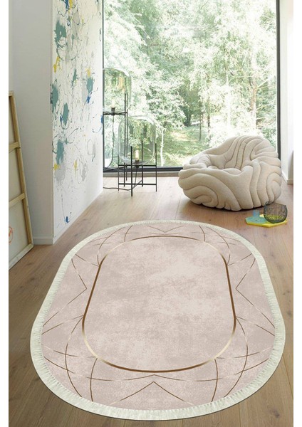 Dijital Baskılı Kaymaz Taban Yıkanabilir Oval Salon Halısı Mutfak Halısı Yolluk VHO-SD-532