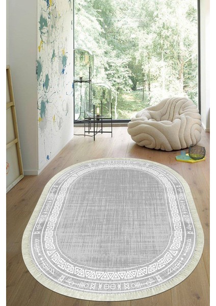 Dijital Baskılı Kaymaz Taban Yıkanabilir Oval Salon Halısı Mutfak Halısı Yolluk VHO-SD-563